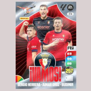 CA OSASUNA - ¡VAMOS! - Sergio Herrera / Aimar Oroz / Budimir - Nº374 - Adrenalyn XL 24/25 - Panini