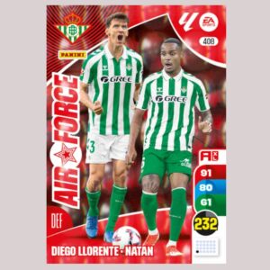 REAL BETIS - AIR FORCE - Diego Llorente / Natan - Nº408 - Adrenalyn XL 24/25 - Panini