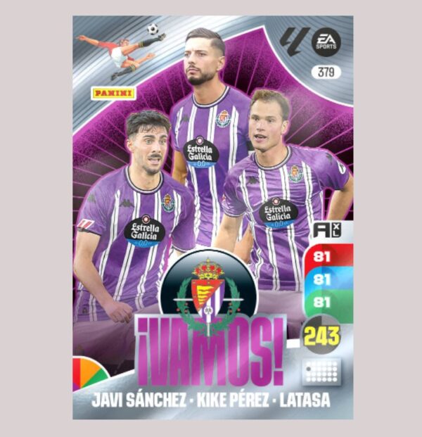 REAL VALLADOLID CF - ¡VAMOS! - Javi Sánchez / Kike Pérez / Latasa - Nº379 - Adrenalyn XL 24/25 - Panini