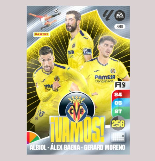 VILLARREAL CF - ¡VAMOS! - Albiol / Álex Baena / Gerard Moreno - Nº380 - Adrenalyn XL 24/25 - Panini